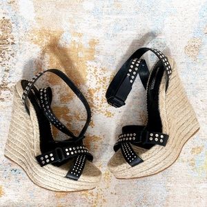 Dsquared2 Black Studded Espadrille Wedge size 39